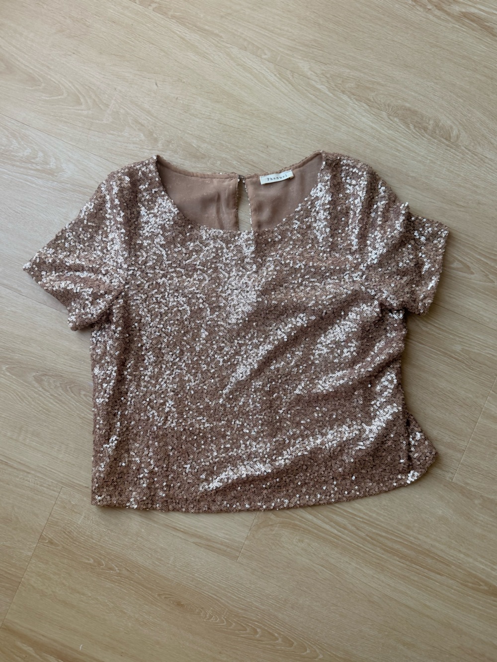 Phanuel Sequin Top in Neutral Beige